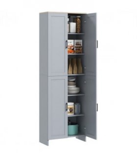 HOMCOM Modern Kitchen Cupboard Storage Cabinet with 6 Shelves, Grey