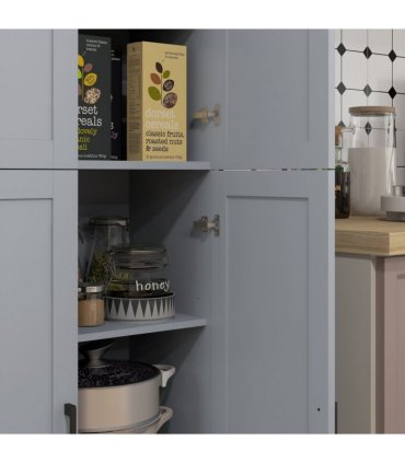 HOMCOM Modern Kitchen Cupboard Storage Cabinet with 6 Shelves, Grey