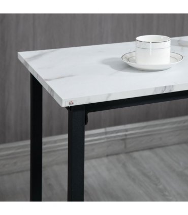 HOMCOM 3 Piece Bar Table Set for 2 with Stools Steel Frame Footrest White