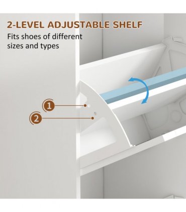 HOMCOM Slim Shoe Storage Cabinet with 3 Flip Drawers for Entryway, White