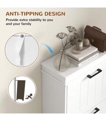 HOMCOM Slim Shoe Storage Cabinet with 3 Flip Drawers for Entryway, White