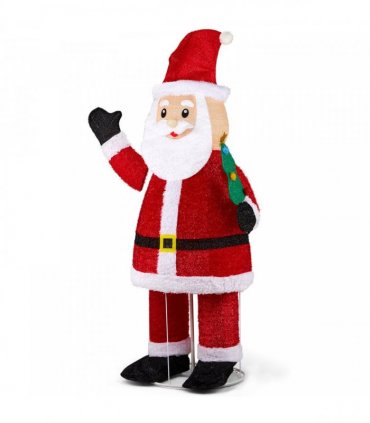 6FT Lighted Santa Christmas Yard Decorations, Pre-lit Pull Up Santa Waving Hand with 180 LED Warm White Lights and Ropes Stakes for Xmas Outdoor Holiday Indoor Decor Lighted Holiday Displays