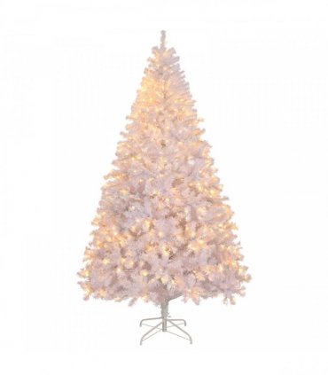6 FT Artificial Christmas Tree with DIY 100 Warm Lights Battery Operated, 800 Branch Tips and Sturdy Metal Stand, White