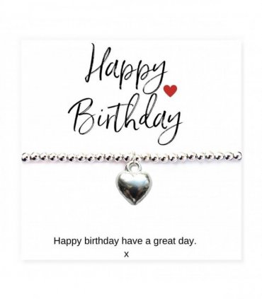 Small Happy Birthday Gift Hamper - Silver Heart Bracelet, Chocolates & Candle
