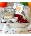 Small 30th Birthday Gold Balloons Gift Hamper - Cubic Zirconia Earrings, Chocolates & Candle