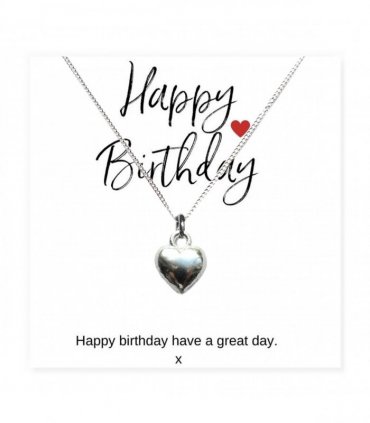 Small Happy Birthday Gift Hamper - Silver Heart Necklace, Chocolates & Candle