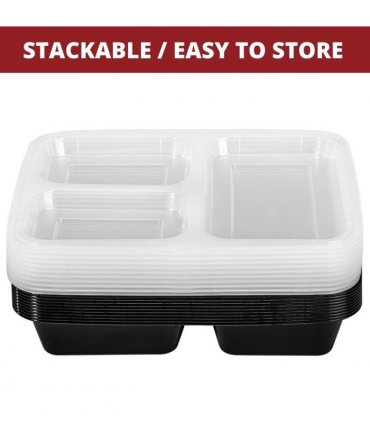 VINSANI 30pk 3 COMPARTMENTS MEAL PREP CONTAINERS 1010478
