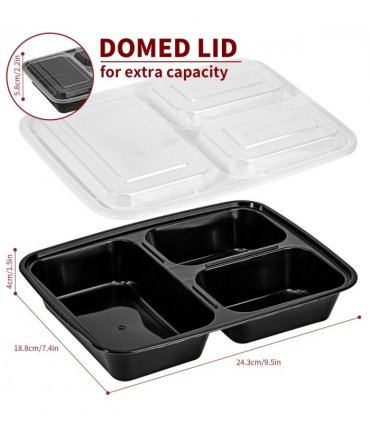 VINSANI 30pk 3 COMPARTMENTS MEAL PREP CONTAINERS 1010478