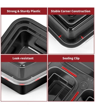 VINSANI 30pk 3 COMPARTMENTS MEAL PREP CONTAINERS 1010478