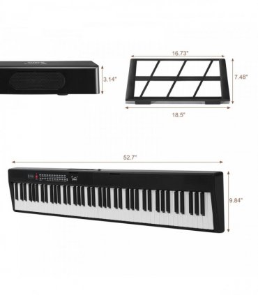 Glarry GPP-106 88 Key Folding Piano Semi-Weighted Standard Keyboards Digital Piano with MIDI Bluetooth, Handbag，Headphone，for Piano Lover Black color