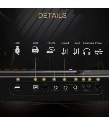 Glarry GPP-106 88 Key Folding Piano Semi-Weighted Standard Keyboards Digital Piano with MIDI Bluetooth, Handbag，Headphone，for Piano Lover Black color