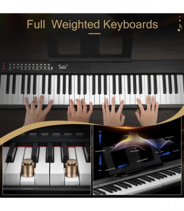 Glarry GPP-106 88 Key Folding Piano Semi-Weighted Standard Keyboards Digital Piano with MIDI Bluetooth, Handbag，Headphone，for Piano Lover Black color