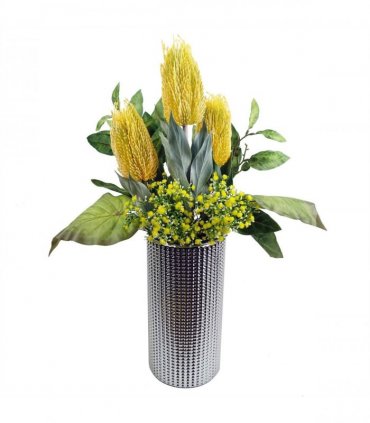 Pack of 6 x 75cm Banksia Menziesii Yellow Flower Stem Artificial