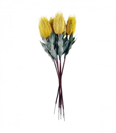 Pack of 6 x 75cm Banksia Menziesii Yellow Flower Stem Artificial