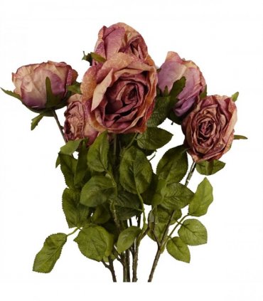 Pack of 6 x 70cm Artificial Dark Pink Rose