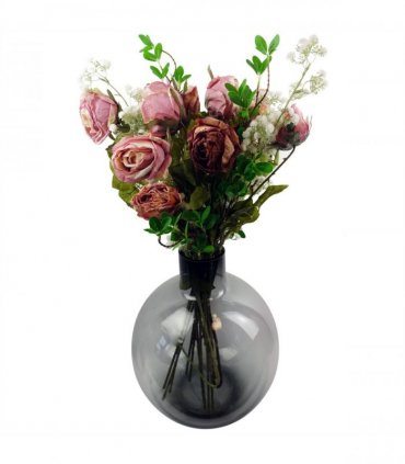 Pack of 6 x 70cm Artificial Dark Pink Rose