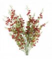 Pack of 6 x 100cm Artificial Foliage Stem with Small Flowers - Red