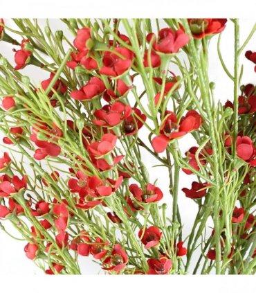 Pack of 6 x 100cm Artificial Foliage Stem with Small Flowers - Red