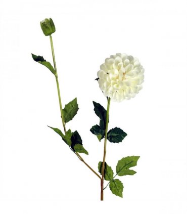 Pack of 6 x 75cm Artificial Dahlia PomPom Flower Stem Cream