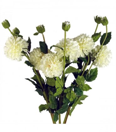 Pack of 6 x 75cm Artificial Dahlia PomPom Flower Stem Cream