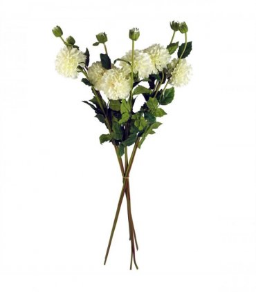 Pack of 6 x 75cm Artificial Dahlia PomPom Flower Stem Cream