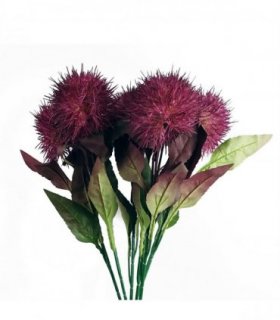 Pack of 6 x 70cm Globe Thistle Purple Ball Artificial Flower Stem
