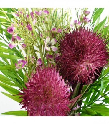 Pack of 6 x 70cm Globe Thistle Purple Ball Artificial Flower Stem