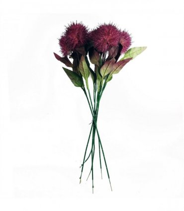 Pack of 6 x 70cm Globe Thistle Purple Ball Artificial Flower Stem