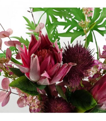 Pack of 6 x 70cm Globe Thistle Purple Ball Artificial Flower Stem