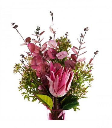Pack of 6 x 55cm Artificial Foliage Stem with Pink Berries