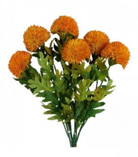 Pack of 6 x 70cm Large Ball Dahlia Artificial Flower Stem Yellow