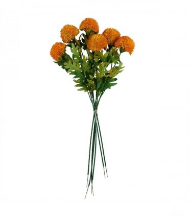 Pack of 6 x 70cm Large Ball Dahlia Artificial Flower Stem Yellow