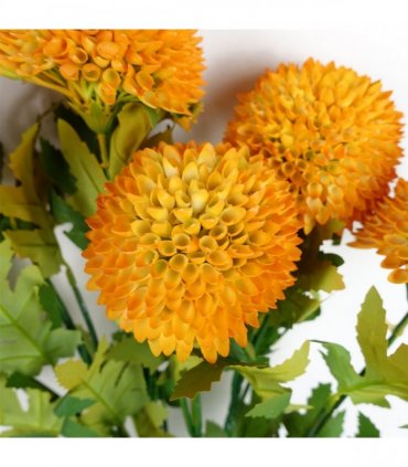 Pack of 6 x 70cm Large Ball Dahlia Artificial Flower Stem Yellow