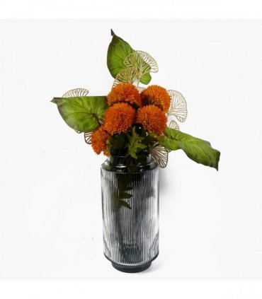 Pack of 6 x 70cm Large Ball Dahlia Artificial Flower Stem Yellow