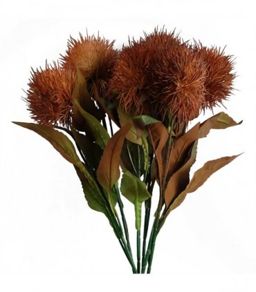Pack of 6 x 70cm Globe Thistle Yellow Ball Artificial Flower Stem