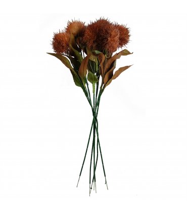 Pack of 6 x 70cm Globe Thistle Yellow Ball Artificial Flower Stem