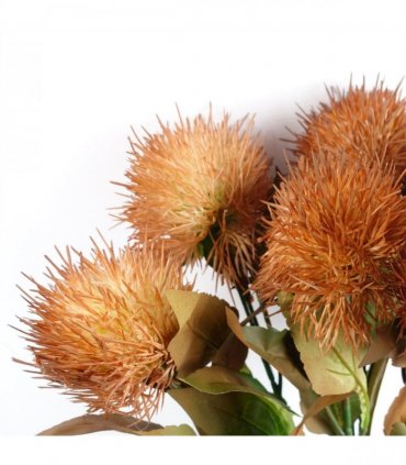 Pack of 6 x 70cm Globe Thistle Yellow Ball Artificial Flower Stem