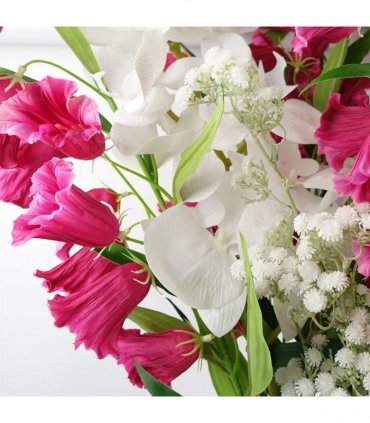 Pack of 6 x 100cm Artificial Phalaenopsis Orchid White Stem