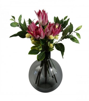 Pack of 6 x 65cm Protea Sugarbush Flower Stem - Pink