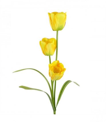 Pack of 6 x 80cm Artificial Tulip Yellow Stem