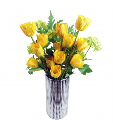 Pack of 6 x 80cm Artificial Tulip Yellow Stem