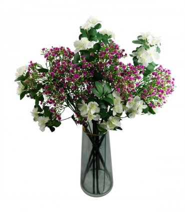 Pack of 6 x 60cm Flower Foliage Spray - White
