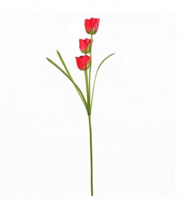 Pack of 6 x 80cm Artificial Tulip Red Stem