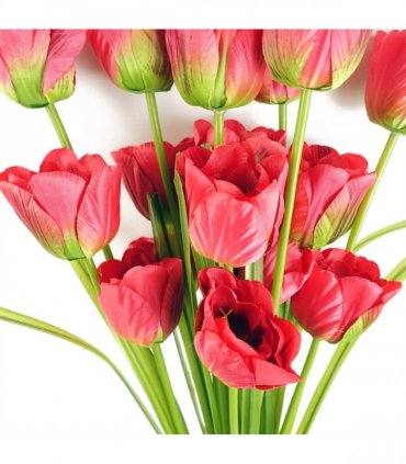 Pack of 6 x 80cm Artificial Tulip Red Stem