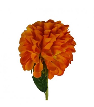 Pack of 6 x 75cm Artificial Dahlia PomPom Flower Stem Orange