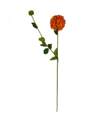Pack of 6 x 75cm Artificial Dahlia PomPom Flower Stem Orange