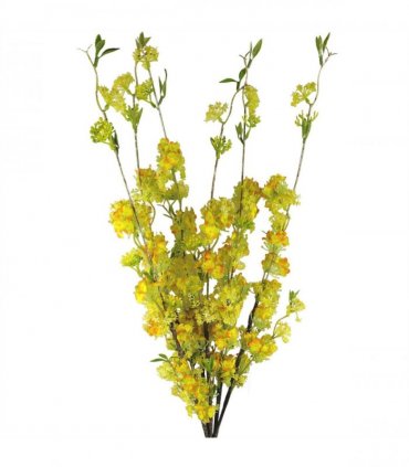 Pack of 6 x 100cm Yellow Blossom Spray Stem