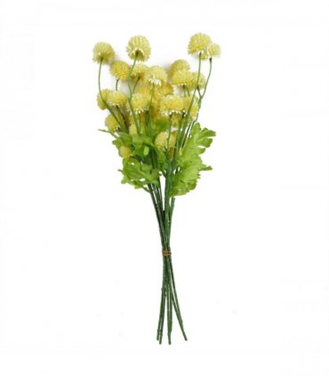 Pack of 6 x 50cm Dahlia Pompom Yellow Artificial Stem