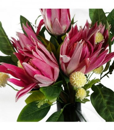 Pack of 6 x 50cm Dahlia Pompom Yellow Artificial Stem
