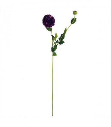 Pack of 6 x 75cm Artificial Dahlia PomPom Flower Stem Purple